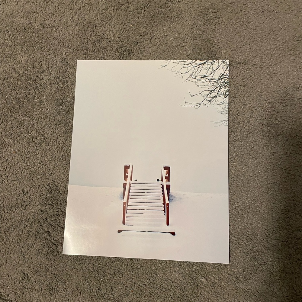 8” x 10” Print of Snowy Red Stairs
